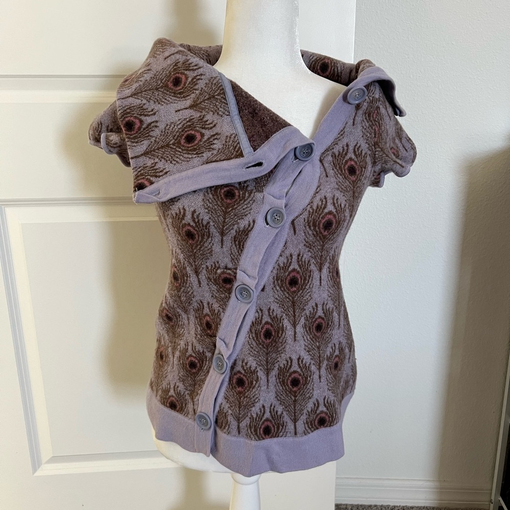 EUC Moth Anthropologie Purple Peacock Sweater XS